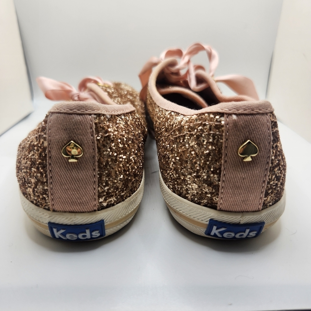 Kate Spade New York‎ X Keds Rose Gold Glitter Sneakers Womens Size 8 Lace Up - Picture 7 of 9